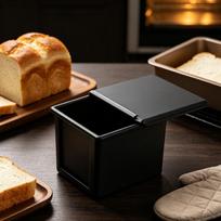 Loaf Pan with OvenReady Lid Square Bread Compact Sandwich Form Cover for Home gray