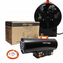 Dujinis oro šildytuvas su LCD termostatu, 60 kW, komplekte žarna ir reduktorius