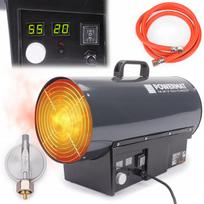 Dujinis šildytuvas 45 kW su termostatu ir LCD ekranu, ventiliatoriumi, žarna ir reduktoriumi
