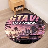 GTA 6 Printed Round Rug Carpet Chair Rug Area Rug Entryway Doormats,for Office Chair Living Room Bedroom Kitchen Room. 80cmx80cm gray