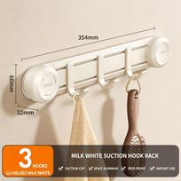 No-Drill Bathroom Hook Heavy-Duty Suction Cup & Adhesive Hook Wall Mounted Hanger for Bathroom Kitchen and Toilet Movable [3 hooks] smėlis