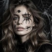 10 lakštų voratinklio tatuiruočių lipdukų Helovino antakių lipdukai Kūno makiažas Vandeniui atsparūs laikini tatuiruotės Helovino netikros tatuiruotės 10pcs gray
