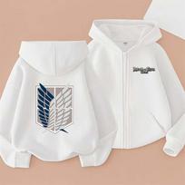 Attack On Titan Kids Hot Anime Print Spring Autumn Zipper Hooded Sweatshirts 2-13 Years Boys Girls Casual Outfits Top Clothing 160 beige