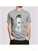 2026 Vintagestyle Graphic Tee Showcases One Side Of Chester Benningtons Face Mens Clothing New Unisex Rock Band Shirt 2XL gray