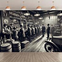 1 piece of 2D banner, retro prohibition era background fabric, made of polyester material 59×39inch/150*100cm gray