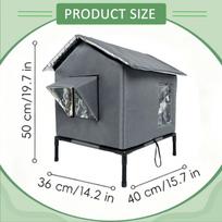 Elevated Outdoor Cat House, Portable Oxford Cloth Tent, Winter Shelter for Stray Cats, Garden, M pilka