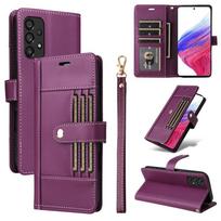 Atverčiama odinė piniginės dėklas, skirta Samsung Galaxy A32 A52 A72 A51 A71 A12 A13 4G A33 A53 A73 A23 M13 M12 M23 5G, Dangtelis, Telefonų dėklai PU Leather&Galaxy A71 4G violetinė