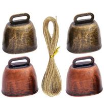 4pcs Iron Cow Bells With Rope Pet Identification Metal Bells for Livestock Anti Lost Outdoor Decoration 1 beige