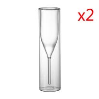 Ins Hot Straight Tube Tulips Wedding Champagne Flutes Double Wall Sparkling Wine Glass Top Restaurant Sherry Goblet Cocktail Cup 150ml white