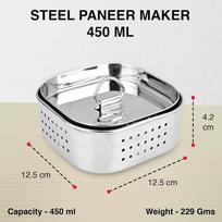 Stainless Steel Paneer Maker Tofu Container Sprouts Maker Strainer  450 ml, silver 450ml sidabras