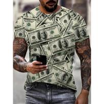Madingas USD dolerio grafikos marškinėlis vyrams Tendencija Asmenybė 3D pilnas spaudinys Pinigų rašto marškinėliai Vasaros laisvalaikio Hip Hop vaikų marškinėliai 6XL gray
