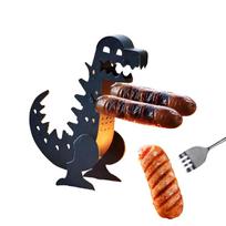 Iron Dinosaur Sausage Grilling Tool Portable Funny Hot Dog Griller Barbecue Skewer Set Grilling Cookware & Rotisseries For BBQ CN