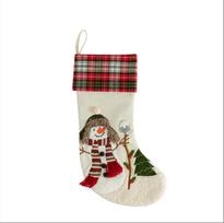 Christmas Stockings & Burlap Gift Bags - Old Man, Snowman, Deer Ornaments beige