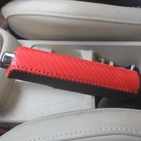 Universal Car Handbrake Cover Leather Hand-sewn Brake Lever Decorative Protective Cover Gear Shift Lever Leather Cover D-Brown carbon gray