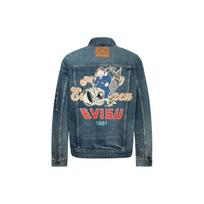 Evisu Seagull Embroidery And Buddha Head Print Casual Wide Denim Jacket Men jackets 2ESHTM4DJ8001RXDN L gray