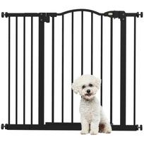Metal 74-94cm Adjustable Pet Gate Safety Barrier w/ Auto-Close Door Black 94 x 3.5 x 78 cm