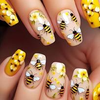Coffin Press on Nail False Nail Flower Artificial Nail Floral Acrylic Nail Manicure 24Pcs Stick on Nail for Women 1 white