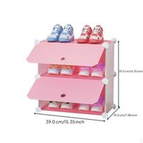 Kids Shoe Rack, Multitier Narrow Organizer, SpaceSaving Storage Shelf Pink 1Col 2T Pink 1Col 2T pink
