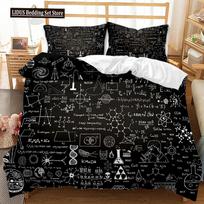 Math Equation Duvet Cover Set Queen Size Mathematics Formula Bedding Set Boy Girl Educational Soft Polyester Comforter Cover 140*200cm/55x79in Single/Twin 3pcs