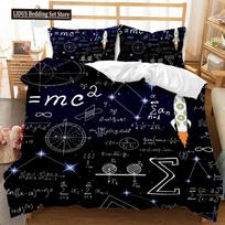 Math Equation Duvet Cover Set Queen Size Mathematics Formula Bedding Set Boy Girl Educational Soft Polyester Comforter Cover 150*200cm/59x79in Single/Twin 3pcs