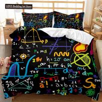 Math Equation Duvet Cover Set Queen Size Mathematics Formula Bedding Set Boy Girl Educational Soft Polyester Comforter Cover EU Single 135*200cm/53x79in 3pcs white