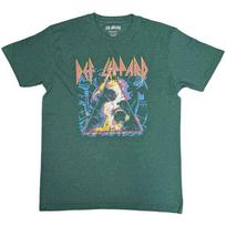 Def Leppard 'Hysteria Album Art' Green T shirt - NEW S gray