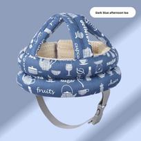 Kūdikio galvos apsaugos pagalvė su medvilniniu užvalkalu mažyliui, besimokančiam vaikščioti, saugus galvos palaikymas Dark Blue Tea gray