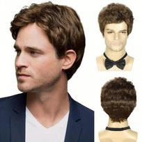 Mens Short Gray Synthetic Wig With Side Part Heat Resistant Fiber Natural Look Daily Wear Gray Short Wavy