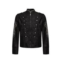 Light sub-visual double-breasted embroidery Napoleon front shoulder leather jacket men's court jacket men's L juoda
