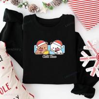 Bubu Dudu Christmas Sweatshirt | Matching Couple Holiday Pullover Crew Neck Long Sleeve Fashion Soft Comfortable Thermal Hoodie 3XL white