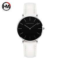 Hannah Martin Fashion Japan Quartz Simple Women Fashion Watch Leather Strap Ladies Wrist Watches Brand 30m Waterproof Wristwatch No white