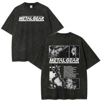 GAME MGS1 METAL GEAR SOLID Raiden Solid Snake Vintage Washed T-shirts Men Women Clothing Casual Oversized Short Sleeve T Shirts L black