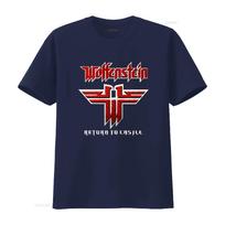 New WOLFENSTEIN Logo Famous Video Game Unisexs Black T Shirt S M L XL XL XL vintage Washed fashion Stretched M red
