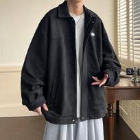 Men's Hong Kong Style Retro Suede Jacket - Cityboy Trendy Spring/Autumn XXL juoda