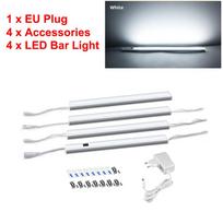 EU Plug virtuvės lempa LED spintos šviesa su rankinio šlavimo jutiklio jungikliu DC12V miegamojo spintelė LED naktinis šviesa 4X30CM