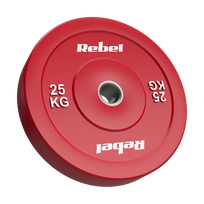 >>>Olimpinis gumuotas BUMPER svorio diskas, BEAST serijos, 25 kg, skylės skersmuo 51 mm, REBEL ACTIVE