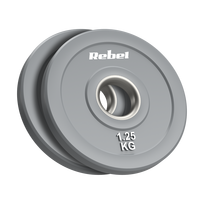 >>>Olimpiniai gumuoti BUMPER svareliai, BEAST serijos, 2 x 1.25 kg rinkinys, skylės skersmuo 51 mm, REBEL ACTIVE