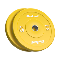 >>>Olimpiniai gumuoti BUMPER svareliai, BEAST serijos, 2 x 15 kg rinkinys, skylės skersmuo 51 mm, REBEL ACTIVE
