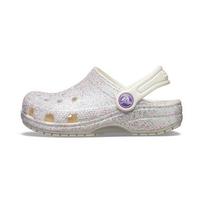 Crocs Classic clog Outdoor Toe Flat Heel Classic Shiny Sport Children's Hole Sandals Oyster Colour Children's Model 32-33 white
