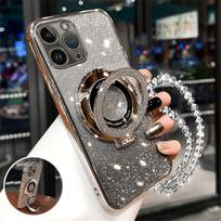 For Redmi Note 13 4G Case Redmi Note 13 Pro 5G 4G Cover Note 13 Pro+ Plus Crystal Bracelet Glitter Ring Holder Stand Back Cover Redmi Note 13 5g gray