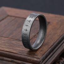 Minimalistinis titano plieno runų žiedas vyrams, vintažiniai gotikiniai papuošalai No. 9 gray