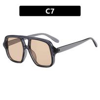 Classic Retro Double Bridge Square Pilot Sunglasses Fashion Women's UV Protection Eyeglasses Men's Outdoor Driving Eyewear 1PC beige