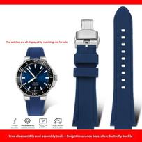 Aukštos kokybės guminis laikrodžio dirželis Oris Aquis 7330 7740 serijai 24x11mm 24x12mm išgaubtas laikrodžio dirželis Vyriškas nardymo silikoninis apyrankė 24X12mm black
