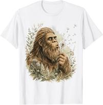 Bigfoot Blowing Dandelion Sasquatch Making A Wish Vintage T-Shirt S įvairiaspalvis