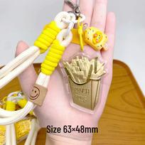 Gold 999 Hamburger & Fries Milk Tea Phone Charm Keychain – Perfect Gift for Girlfriend or Best Friend yellow