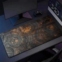 Didelis Tamsaus Medžio Rašto Žaidimų Pelės Kilimėlis Prailgintas XXL Stalo Kilimėlis Su Siuvinėtais Kraštais mmmm Storas 40x90x0.3cm