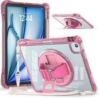 For iPad Pro 11 12.9 13 inch Case iPad 10.2 7th 8th 9th Air 11'' 5th 4th 10.9 10th Generation Shockproof Tablet Cover+Strap iPad10.2 7th 8th 9th rožinė