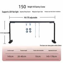 Universalus aliuminio akvariumo vamzdinės lempos stovas - skersinis UFO augalų lempos laikiklis Aquarium Tube Lamp Stand black