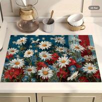 1Pcs Rubber Drying Mat With Retro Style White Daisies For Coffee Shop Restaurant Kitchen Carpet Tableware Durable Diatom Mud 30*40cm gray