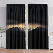 2pcs Art Deco Blackout Curtains, Mountain Lightning Print, Rod Pocket Peach Skin Velvet Drapes, Machine Washable, Fade Resistant 53x116cm 2pc21x46in&Rod pocket black